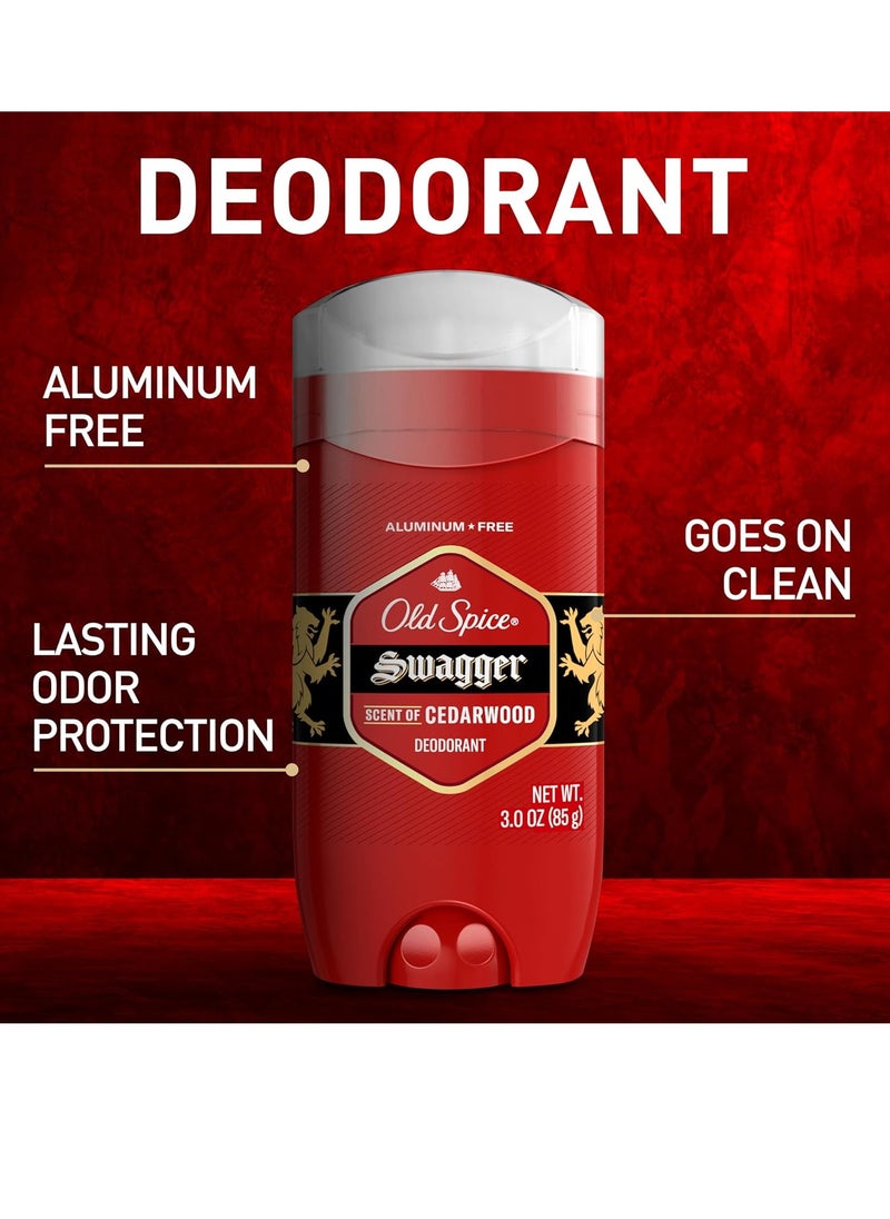 Old Spice Aluminum Free Deodorant for Men, 24/7 Odor Protection, 24/7 Lasting Freshness, Red Collection, Swagger with Cedarwood Scent, 3.8 oz (Pack of 3)