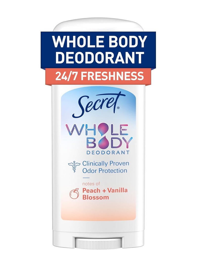 Secret Whole Body Deodorant Stick for Women, Peach & Vanilla Scent, Aluminum Free Deodorant Stick, 72 HR Odor Protection, 2.4 oz