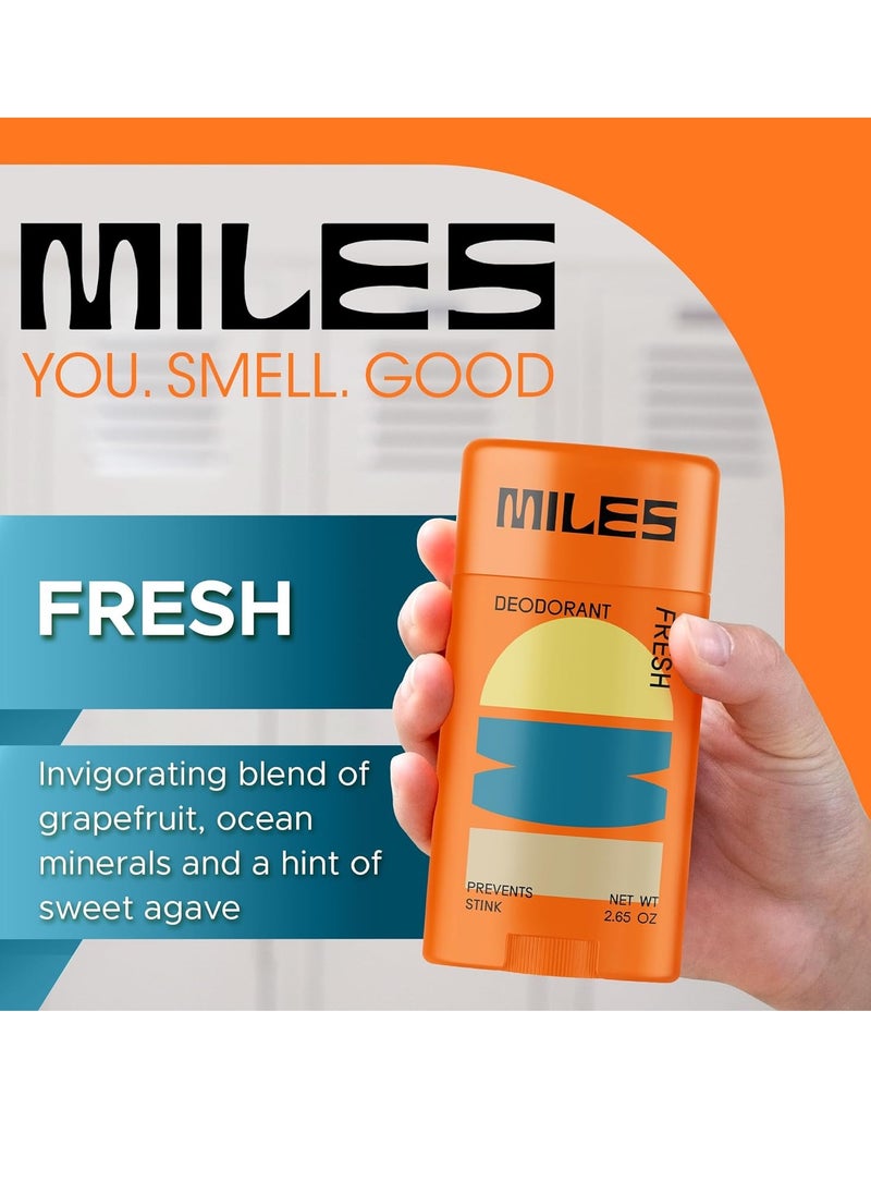 Miles Kids Deodorant for Boys and Girls - Aluminum Free Deodorant for Kids and Teens, Natural, Hypoallergenic, Made in USA - Fresh Scent, 1-Pack