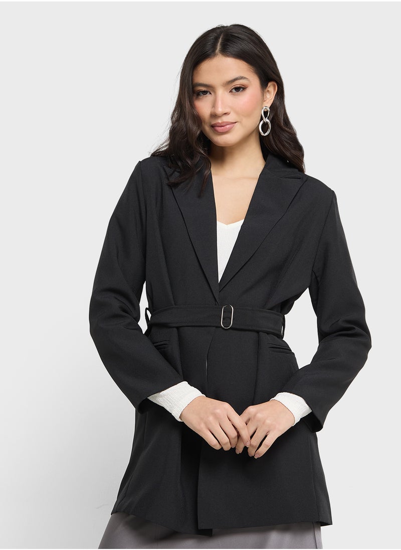 Longline Blazer With Belt