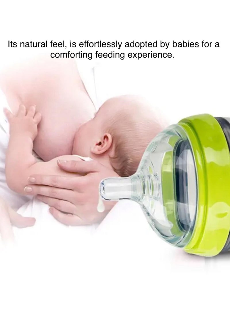 Baby Feeding Milk Bottle, Infant, Newborn Baby, Extra Soft, Easy To Squeeze, 8Oz 250 ML, Natural Comfort, Anti-Colic, Gravity Ball (Green)