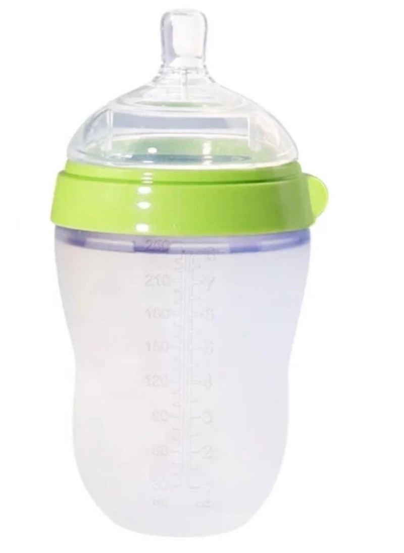 Baby Feeding Milk Bottle, Infant, Newborn Baby, Extra Soft, Easy To Squeeze, 8Oz 250 ML, Natural Comfort, Anti-Colic, Gravity Ball (Green)