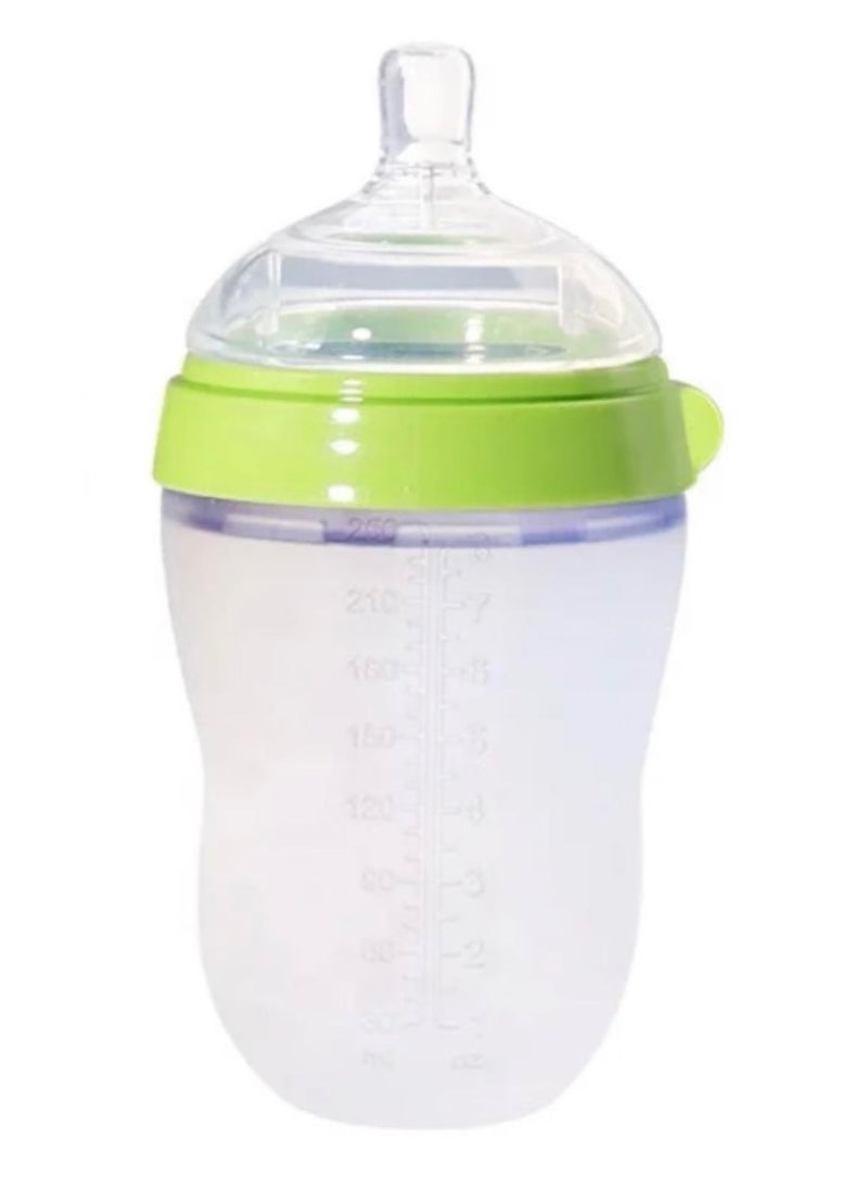 Baby Feeding Milk Bottle, Infant, Newborn Baby, Extra Soft, Easy To Squeeze, 8Oz 250 ML, Natural Comfort, Anti-Colic, Gravity Ball (Green)