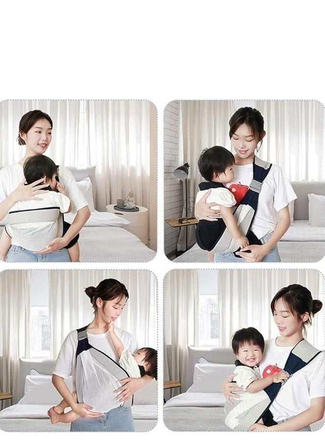 Natural Cotton Single Shoulder Sling with Breathable Mesh for Newborns and Toddlers (Only 1 Piece)