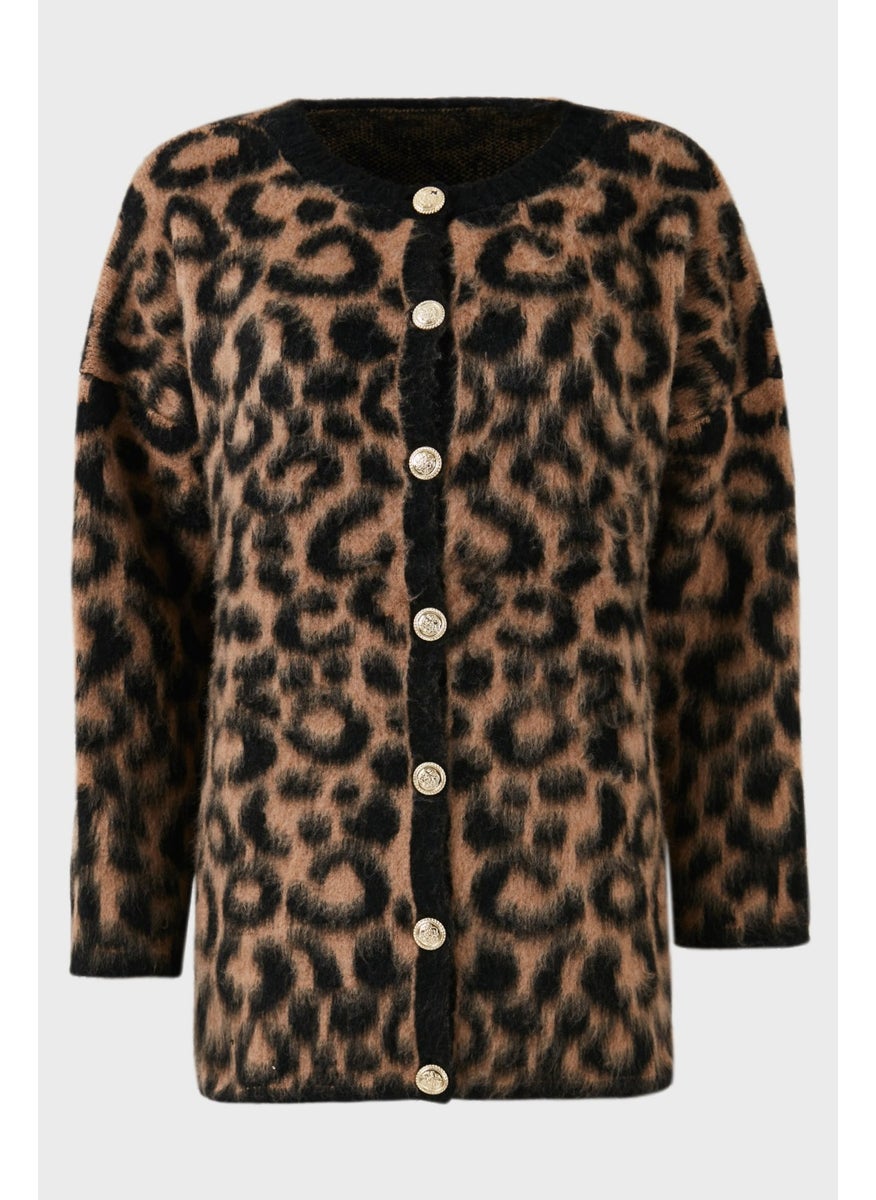 Standard Fit Leopard Soft Texture Cardigan Women's Cardigan 4614504