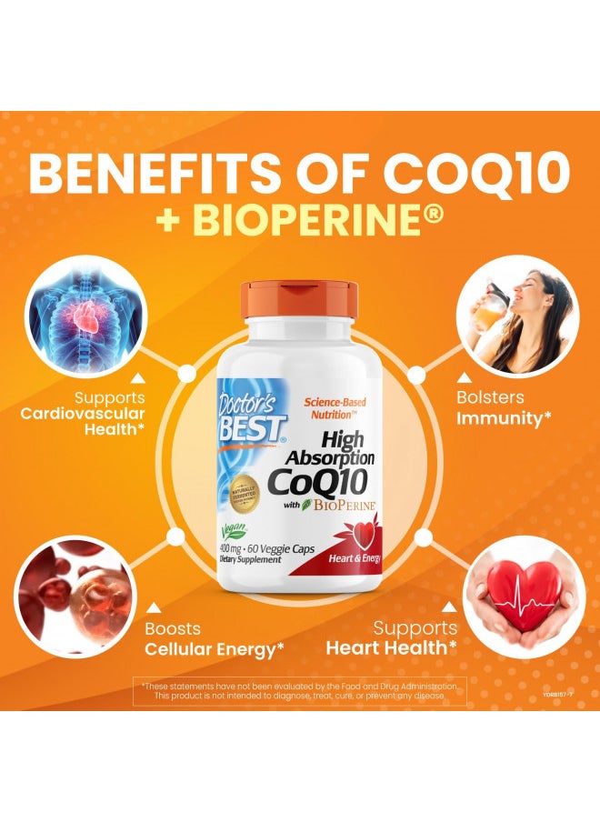 High Absorption Coq10 With Bioperine, Non-gmo, Vegan, Gluten Free, Naturally Fermented, 400 Mg 60 Veggie Caps