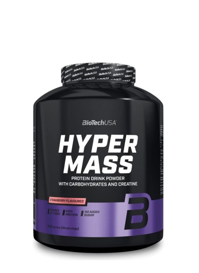 Hyper Mass - Mass Gainer with Carbs & Protein Blend Micronised Creatine Gluten-Free, 2.27 kg, Strawberry