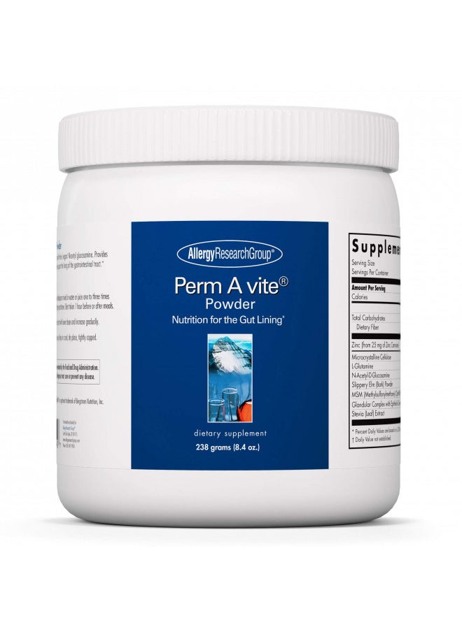 Allergy Research Group Perm A vite Powder - Gut Health for Men & Women, Gut Assist, Gut Support, Gut Healing, L-Glutamine, Slippery Elm - 8.4 Oz