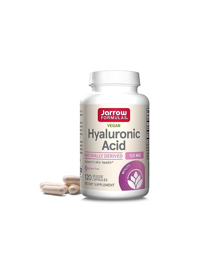 Jarrow Formulas Hyaluronic Acid 120 mg - 120 Veggie Caps - 60 Servings - Bioavailable & Naturally Derived - Supports Skin Health -Hyaluronic Acid - Dietary Supplement - Vegan - Non-GMO
