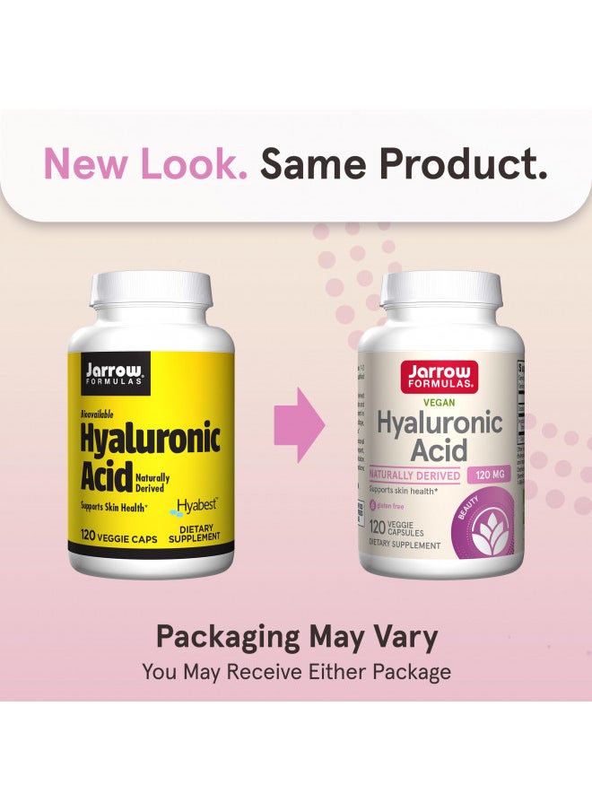 Jarrow Formulas Hyaluronic Acid 120 mg - 120 Veggie Caps - 60 Servings - Bioavailable & Naturally Derived - Supports Skin Health -Hyaluronic Acid - Dietary Supplement - Vegan - Non-GMO