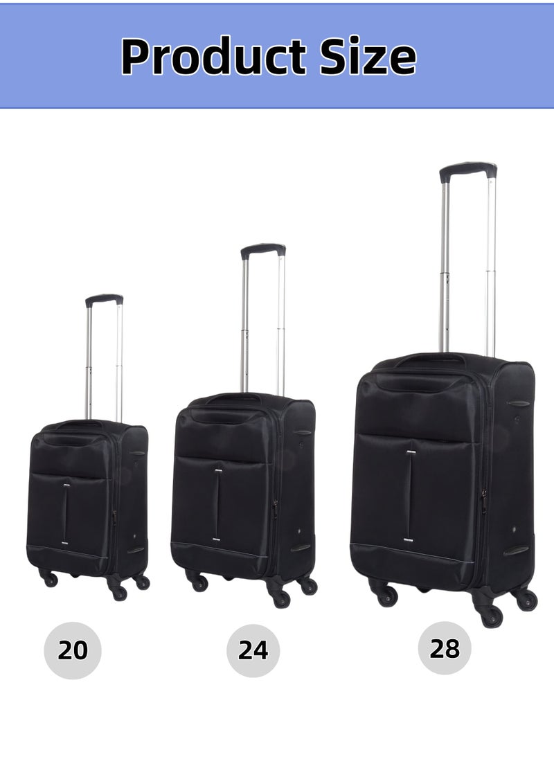 Saw&See 3 Piece Oxford Cloth Trolley Luggage Set Universal Wheels with Digital Lock 20/24/28 Inch Blue