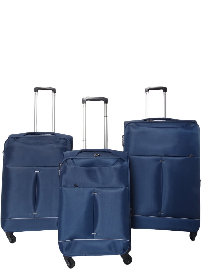 Saw&See 3 Piece Oxford Cloth Trolley Luggage Set Universal Wheels with Digital Lock 20/24/28 Inch Blue