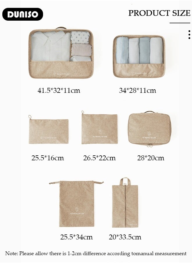 7 Piece Travel Organizer Bags for Luggage, Waterproof and Durable Travel Bags, Packing Cubes for Travel, Compression Cubes for Suitcases, Travel Bags for Clothes, Toiletries, Clothing, Underwear