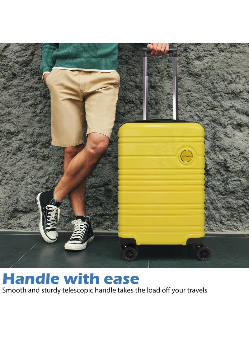 Aklsvion 24/28 Inch Suitcase Hard Case Luggage Trolley Lightweight Suitcase With 4 Spinner Wheels ABS And PC Luggage Travel Hard Case Luggage Yellow