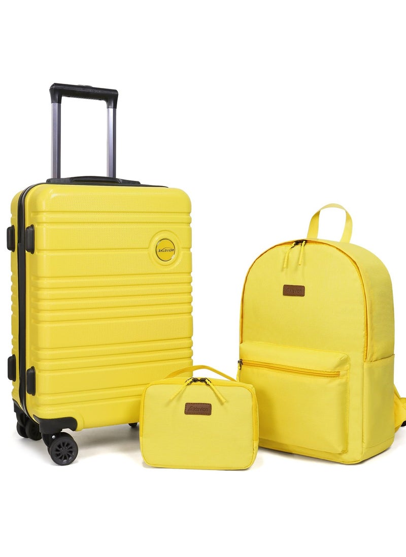 Aklsvion 24/28 Inch Suitcase Hard Case Luggage Trolley Lightweight Suitcase With 4 Spinner Wheels ABS And PC Luggage Travel Hard Case Luggage Yellow