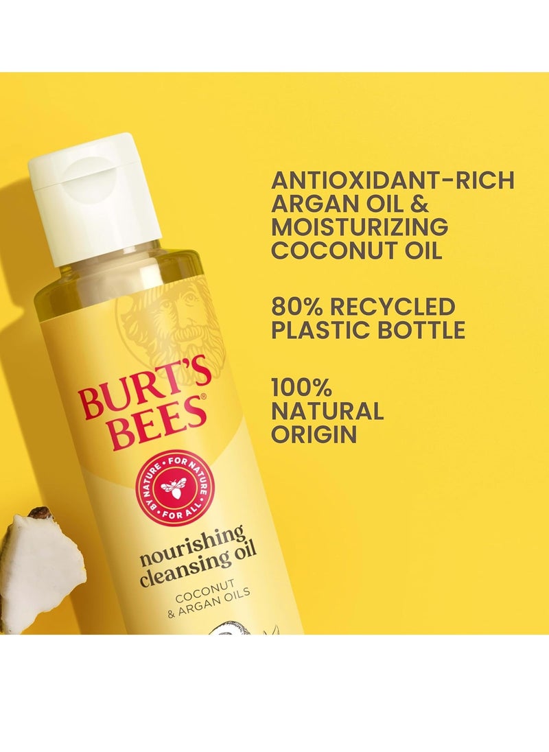 Burt's Bees Stocking Stuffers, Nourishing Cleansing Oil With Coconut and Argan Oils, Cleansing Face Oil for Normal to Dry Skin, Natural Origin Skin Care Christmas Gifts, 6 fl. oz. Bottle