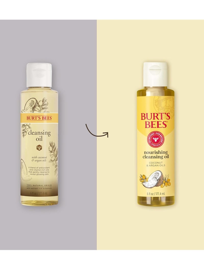 Burt's Bees Stocking Stuffers, Nourishing Cleansing Oil With Coconut and Argan Oils, Cleansing Face Oil for Normal to Dry Skin, Natural Origin Skin Care Christmas Gifts, 6 fl. oz. Bottle