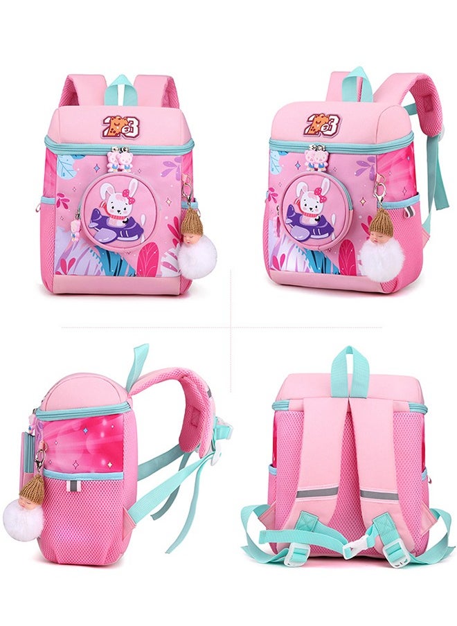 Kindergarten Backpack for Girls, Small School Backpack for Little Kid, Toddler Backpack for Girl, 12 Inch Preschool Bookbag Cute Rabbit Schoolbag Travel Bag for Girl 3-6(Pink)