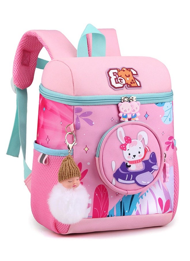 Kindergarten Backpack for Girls, Small School Backpack for Little Kid, Toddler Backpack for Girl, 12 Inch Preschool Bookbag Cute Rabbit Schoolbag Travel Bag for Girl 3-6(Pink)