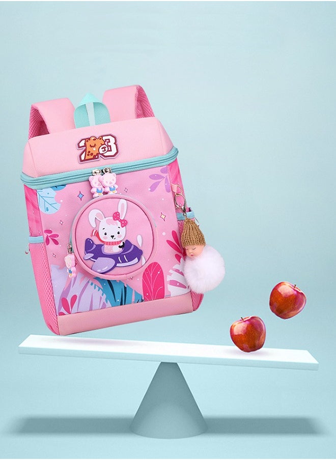 Kindergarten Backpack for Girls, Small School Backpack for Little Kid, Toddler Backpack for Girl, 12 Inch Preschool Bookbag Cute Rabbit Schoolbag Travel Bag for Girl 3-6(Pink)