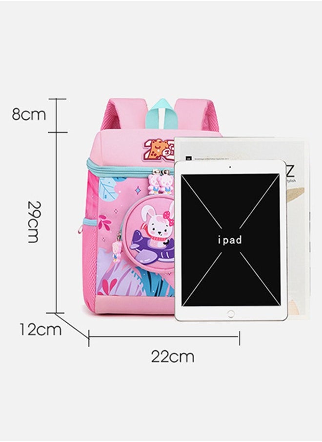 Kindergarten Backpack for Girls, Small School Backpack for Little Kid, Toddler Backpack for Girl, 12 Inch Preschool Bookbag Cute Rabbit Schoolbag Travel Bag for Girl 3-6(Pink)