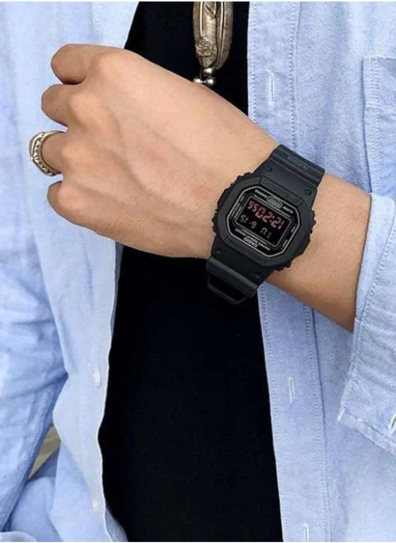 Men's Round Shape Resin Band Digital Wrist Watch - Black - DW-5600MS-1DR