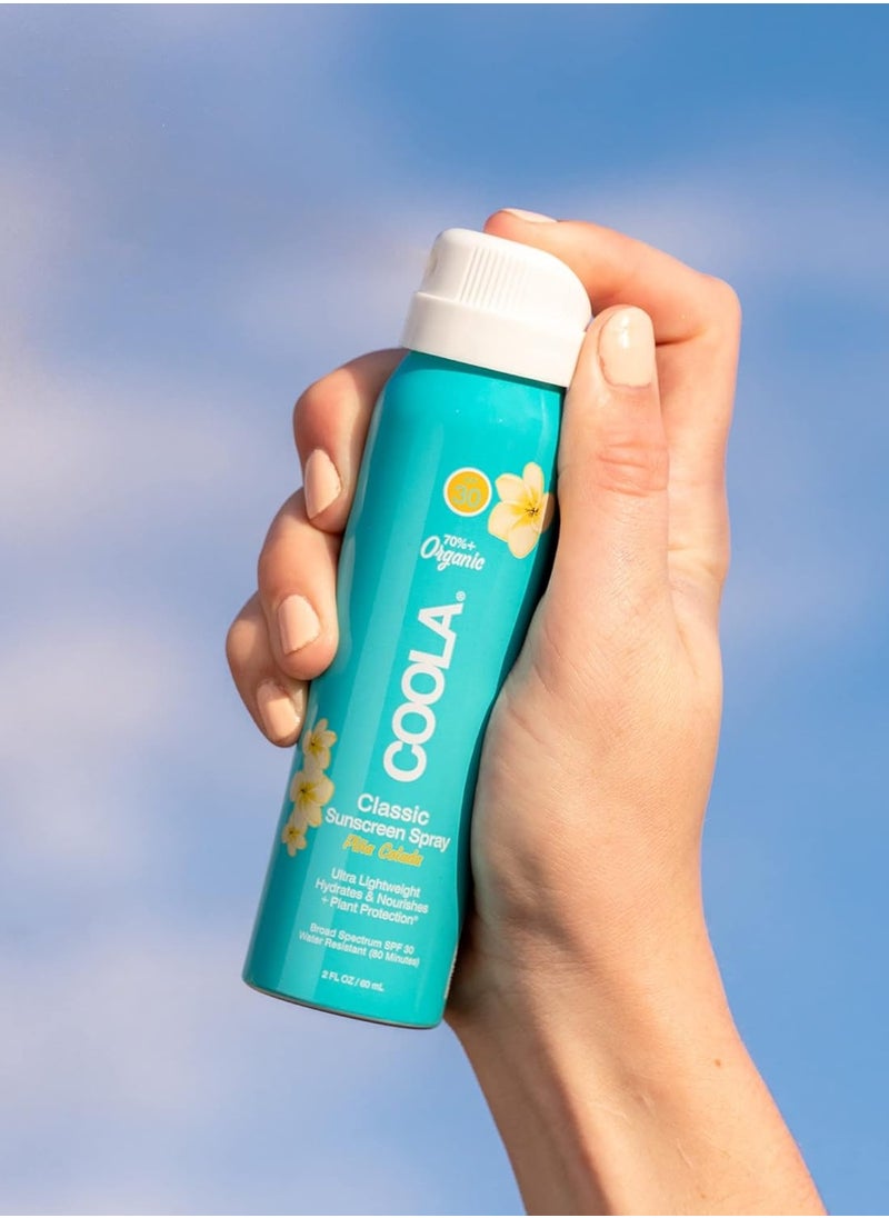 COOLA Organic Sunscreen SPF 30 Sunblock Spray, Dermatologist Tested Skin Care for Daily Protection, Vegan and Gluten Free, Piña Colada