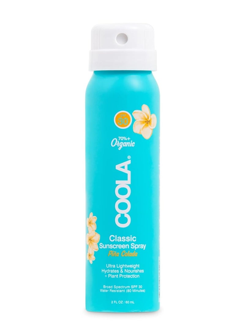 COOLA Organic Sunscreen SPF 30 Sunblock Spray, Dermatologist Tested Skin Care for Daily Protection, Vegan and Gluten Free, Piña Colada