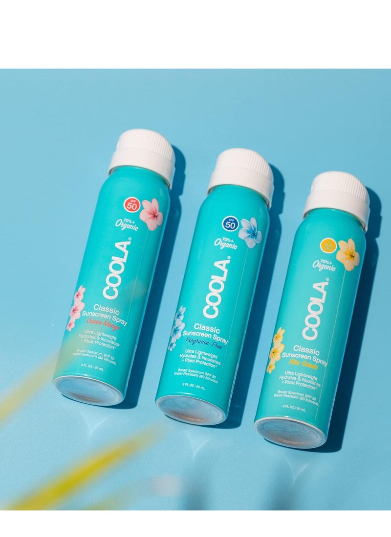 COOLA Organic Sunscreen SPF 30 Sunblock Spray, Dermatologist Tested Skin Care for Daily Protection, Vegan and Gluten Free, Piña Colada