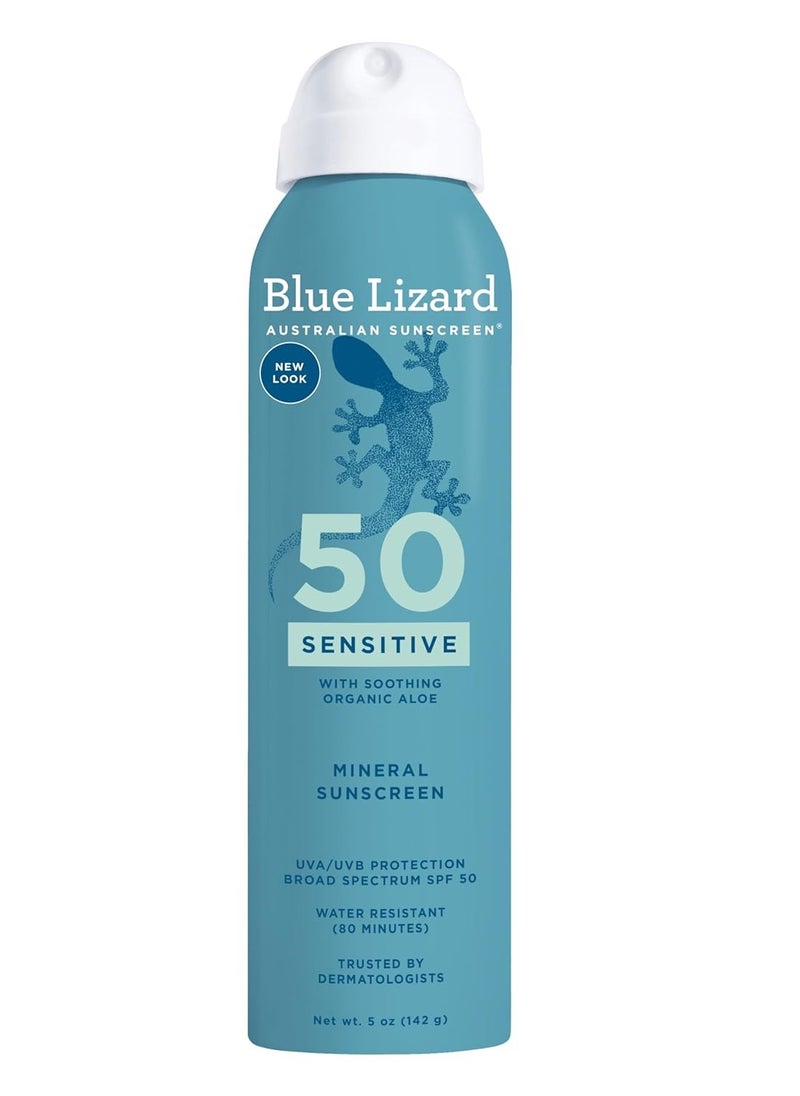 BLUE LIZARD Mineral Sunscreen Sensitive SPF 50+ Spray, 5 Ounce