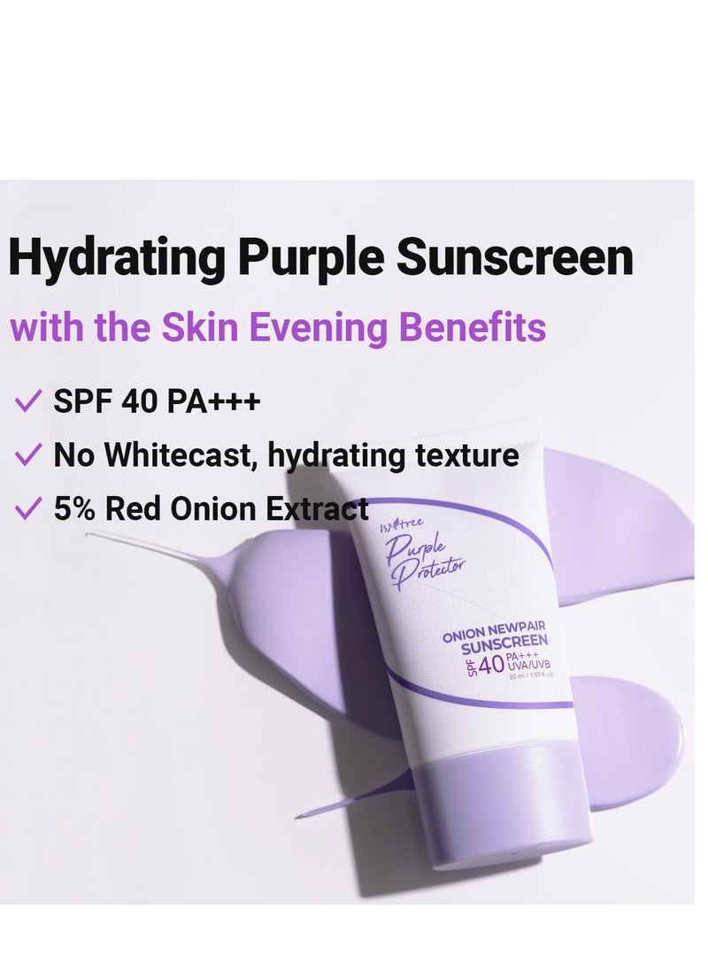 ISNTREE Onion Newpair Sunscreen 50ml, 1.69 fl.oz | SPF 40 | Stocking Stuffers | Hydrating Sun Protector | Evens Skin Tone | Korean Skincare