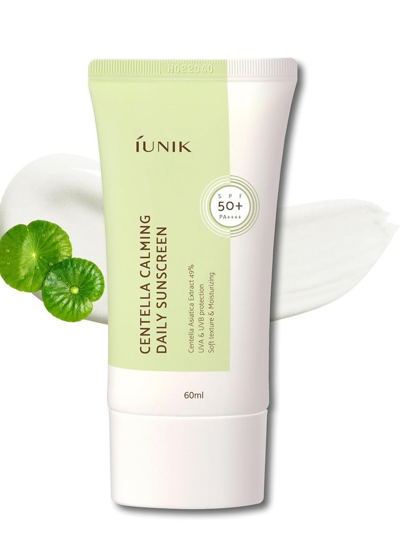 IUNIK Centella Calming Moisture Daily Sunscreen SPF 50+ PA++++ Matte & No White Cast Centella Asiatica Dry Oily Sensitive Vegan Korean Skincare