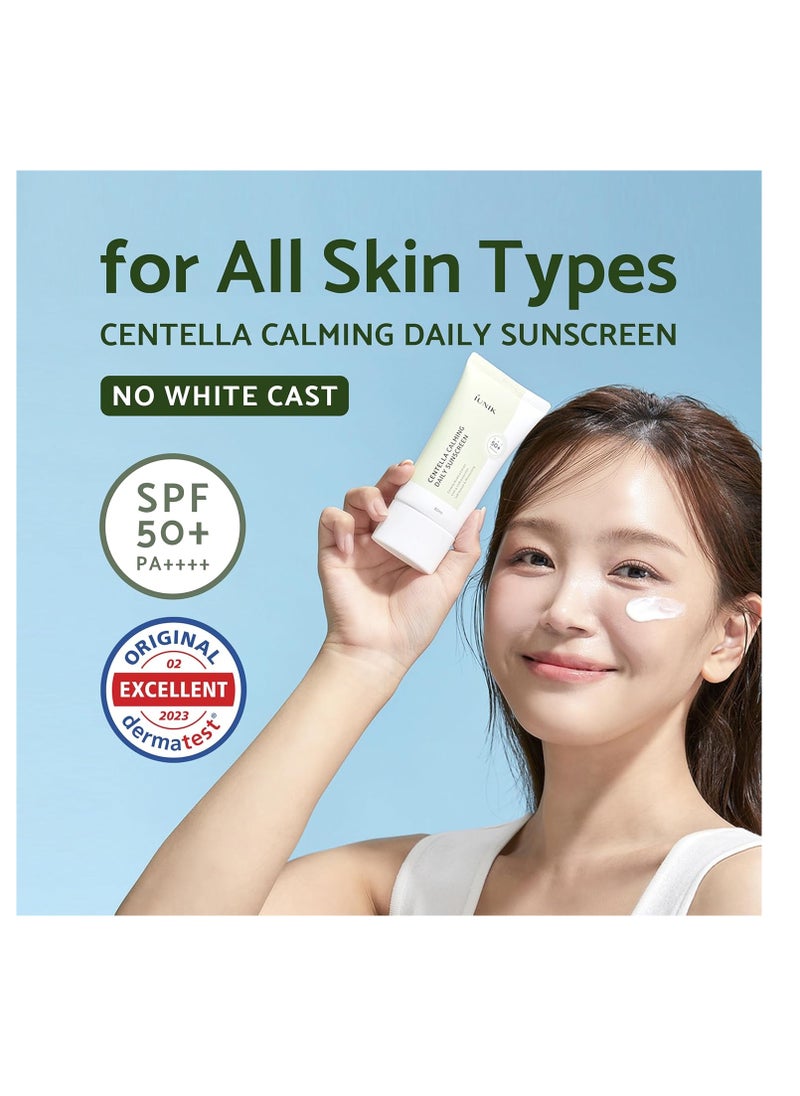 IUNIK Centella Calming Moisture Daily Sunscreen SPF 50+ PA++++ Matte & No White Cast Centella Asiatica Dry Oily Sensitive Vegan Korean Skincare