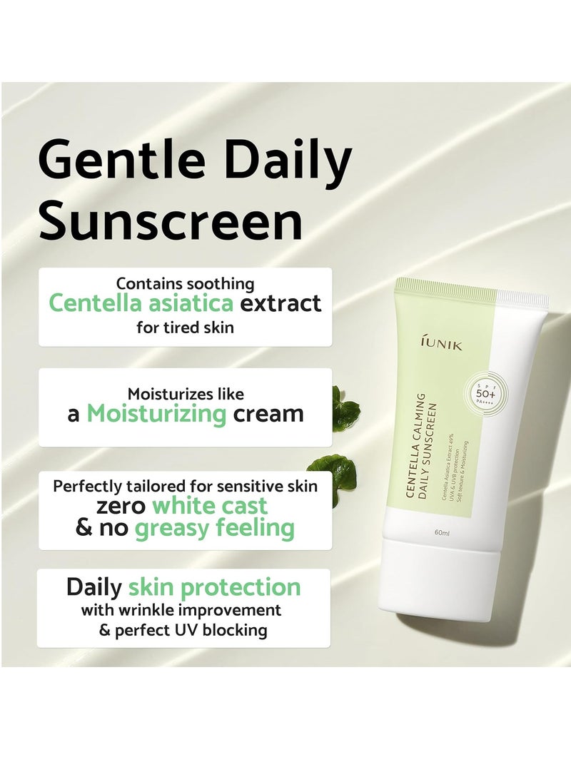 IUNIK Centella Calming Moisture Daily Sunscreen SPF 50+ PA++++ Matte & No White Cast Centella Asiatica Dry Oily Sensitive Vegan Korean Skincare