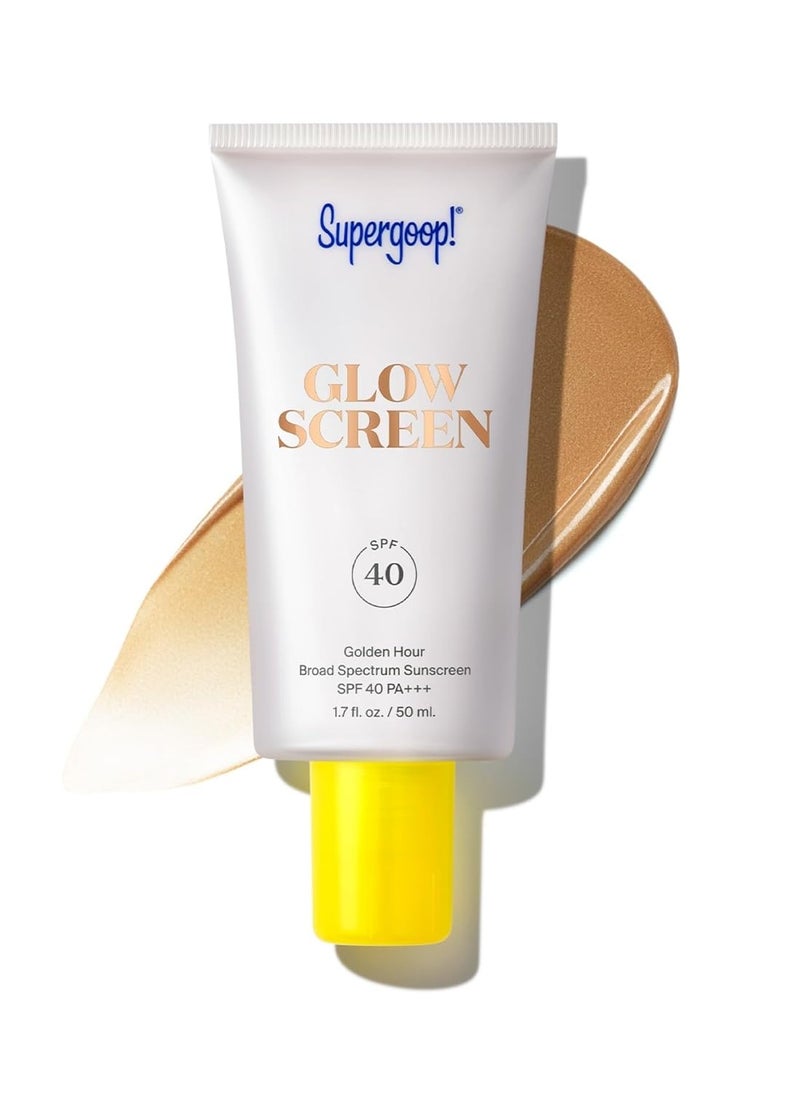 Supergoop! Glowscreen SPF 40, Golden Hour (Bronze Glow) - 1.7 fl oz - Glowy Primer + Broad Spectrum Sunscreen - Helps Filter Blue Light - Boosts Hydration w/Hyaluronic Acid, Vitamin B5 & Niacinamide