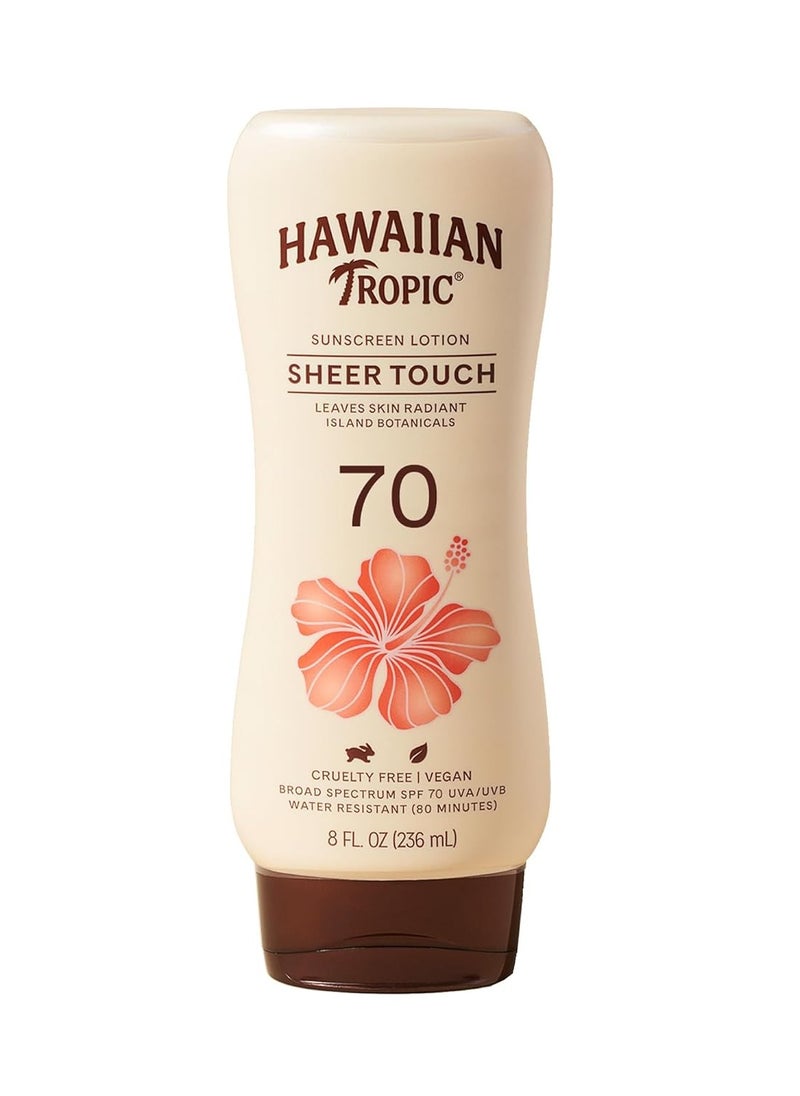 Hawaiian Tropic Sheer Touch Ultra Radiance Lotion Sunscreen SPF 70, 8oz | Hawaiian Tropic Sunscreen SPF 70, Sunblock, Broad Spectrum Sunscreen, Oxybenzone Free Sunscreen, Body Sunscreen, 8oz