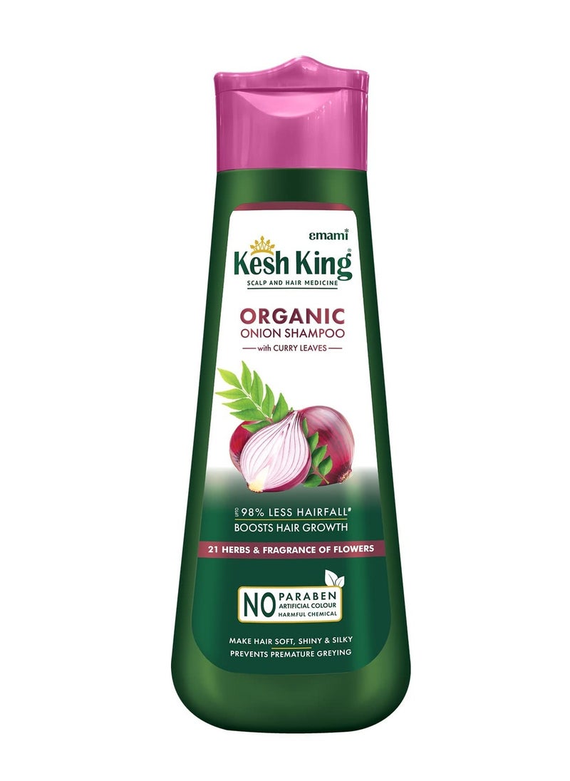 Kesh King Organic Onion Shampoo With Curry Leaves Reduces Hair Fall Upto 98%,Boosts Hair Growth&Keeps Hair Smooth Upto 48Hrs|Repairs Dry&Damaged Hair|Makes Hair Silky&Bouncy - 300Ml,347 Grams