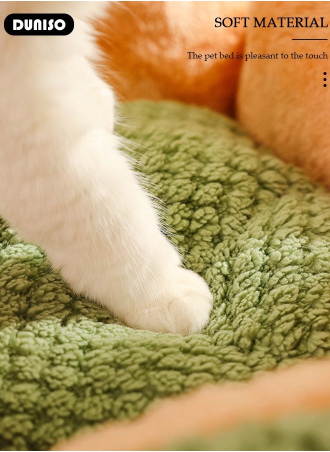Pet Bed, 40 CM Round Warmth Cat Beds for Indoor, Dog Bed with Anti-Slip Water-Resistant Bottom, Washable Bed for Puppy and Kitty, Anti-Anxiety Warming Cozy Soft Round Bed
