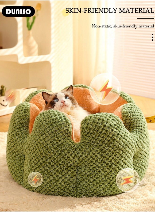 Pet Bed, 40 CM Round Warmth Cat Beds for Indoor, Dog Bed with Anti-Slip Water-Resistant Bottom, Washable Bed for Puppy and Kitty, Anti-Anxiety Warming Cozy Soft Round Bed