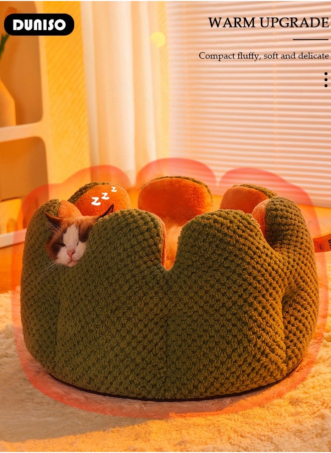 Pet Bed, 40 CM Round Warmth Cat Beds for Indoor, Dog Bed with Anti-Slip Water-Resistant Bottom, Washable Bed for Puppy and Kitty, Anti-Anxiety Warming Cozy Soft Round Bed