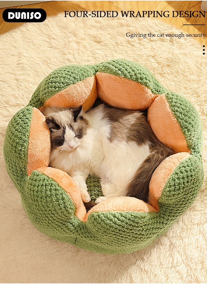 Pet Bed, 40 CM Round Warmth Cat Beds for Indoor, Dog Bed with Anti-Slip Water-Resistant Bottom, Washable Bed for Puppy and Kitty, Anti-Anxiety Warming Cozy Soft Round Bed