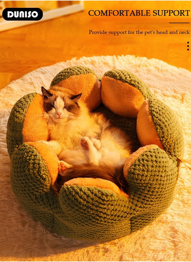 Pet Bed, 40 CM Round Warmth Cat Beds for Indoor, Dog Bed with Anti-Slip Water-Resistant Bottom, Washable Bed for Puppy and Kitty, Anti-Anxiety Warming Cozy Soft Round Bed