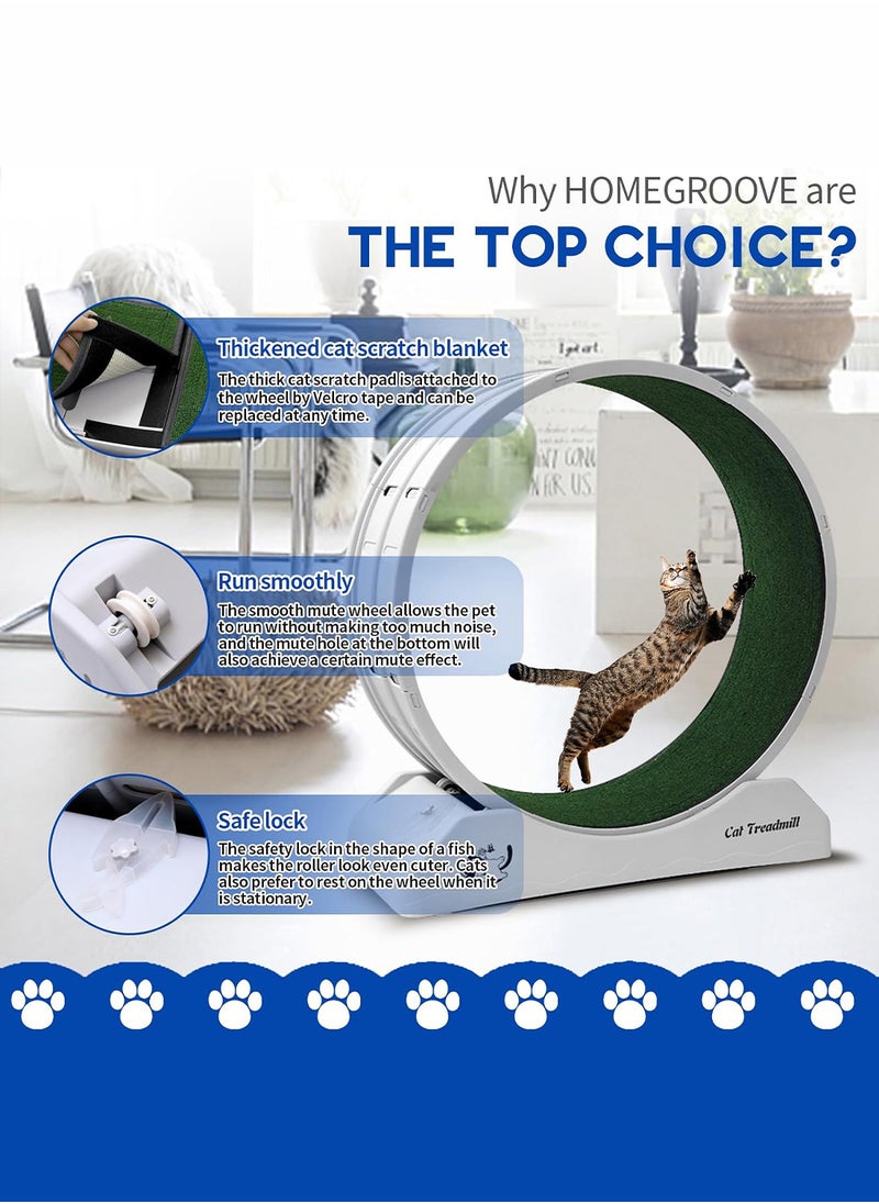 Portable Lightweight Cat Treadmill Cat Exercise Wheel For Fitness And Health Foldable Cat Running Wheel For Indoor Cats Suits For Most Cats 33x80x85 Cm White