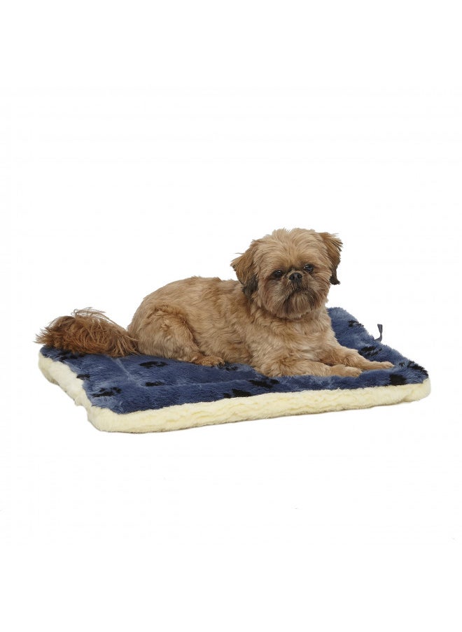 MidWest Homes for Pets Reversible Paw Print Pet Bed in Blue / Cream, Dog Bed Measures 23.5L x 17W x 2.8H for Small Dogs, Machine Wash