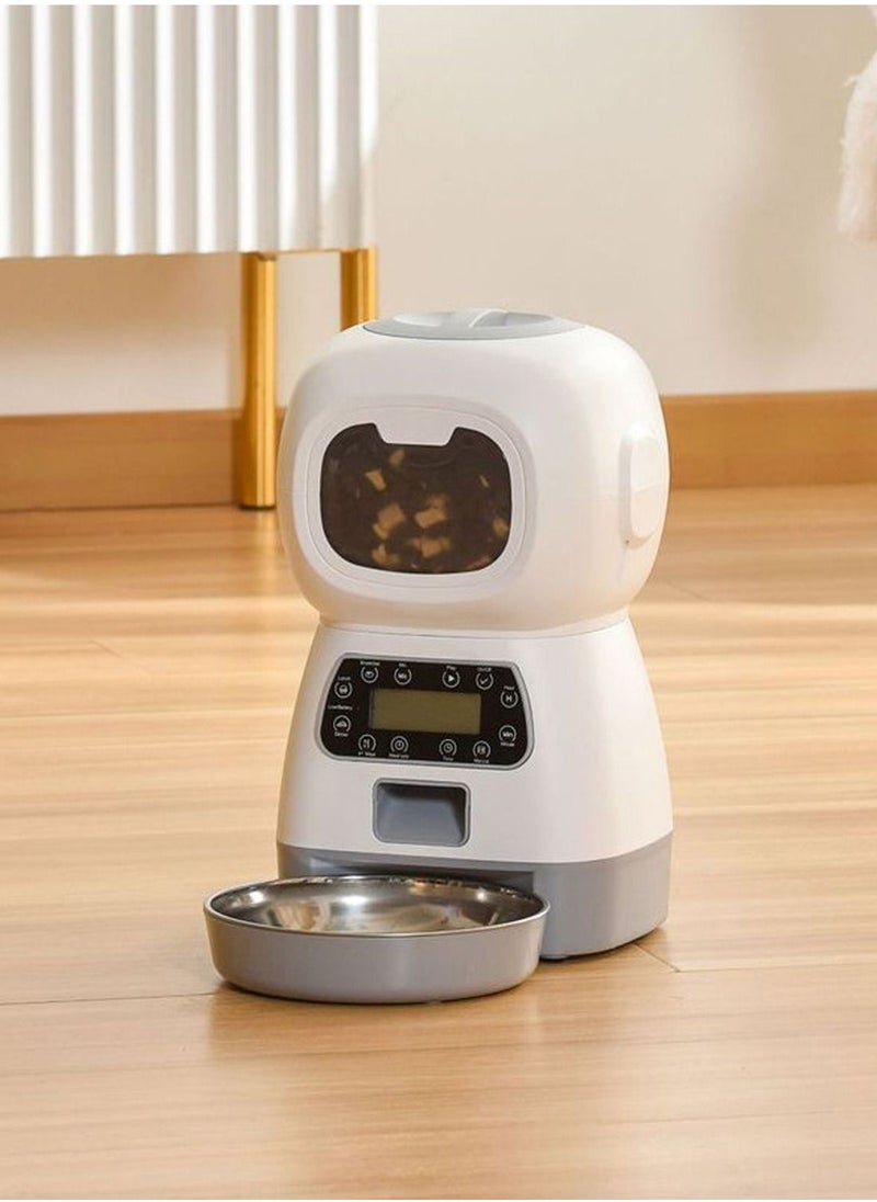 Automatic Cat Feeder, 4L Detachable Cat Food Dispenser for Dry Food Up to 15 Portions(8g/Portion) 6 Meals Per Day, Dual Power Supply Timed Cat Feeders