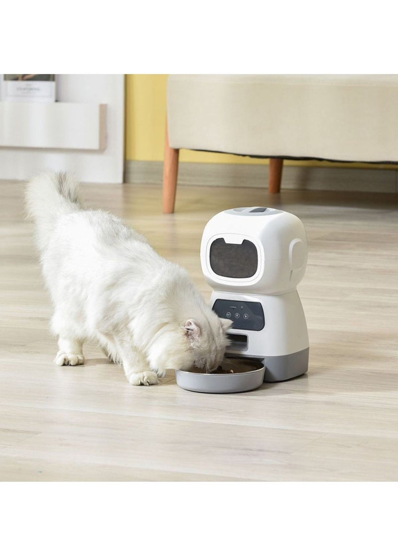 Automatic Cat Feeder, 4L Detachable Cat Food Dispenser for Dry Food Up to 15 Portions(8g/Portion) 6 Meals Per Day, Dual Power Supply Timed Cat Feeders