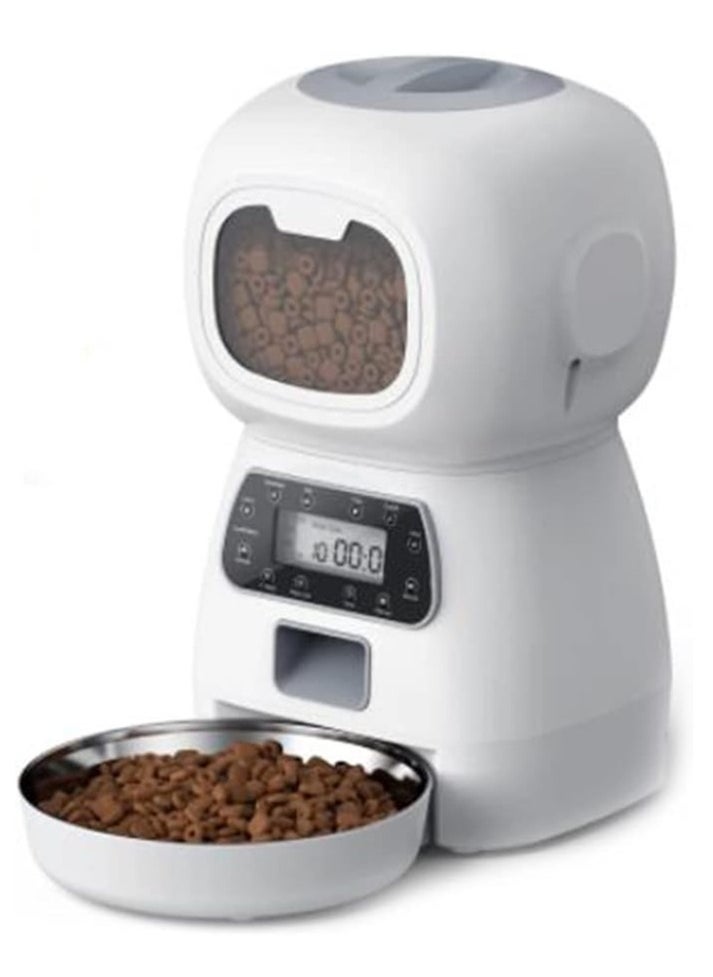 Automatic Cat Feeder, 4L Detachable Cat Food Dispenser for Dry Food Up to 15 Portions(8g/Portion) 6 Meals Per Day, Dual Power Supply Timed Cat Feeders
