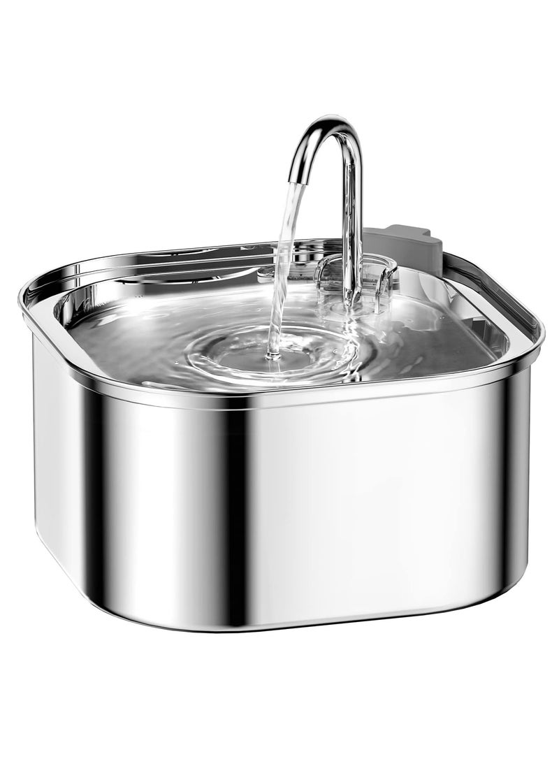 Cat Fountain, Stainless Steel, 3.2 Litre Drinking Fountain for Cats, Dogs, with Water Pump, Pump and Replacement Filter