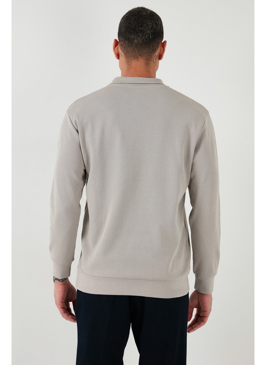 Cotton Regular Fit Half Zipper Polo Neck Sweat Men's Sweat 5905805