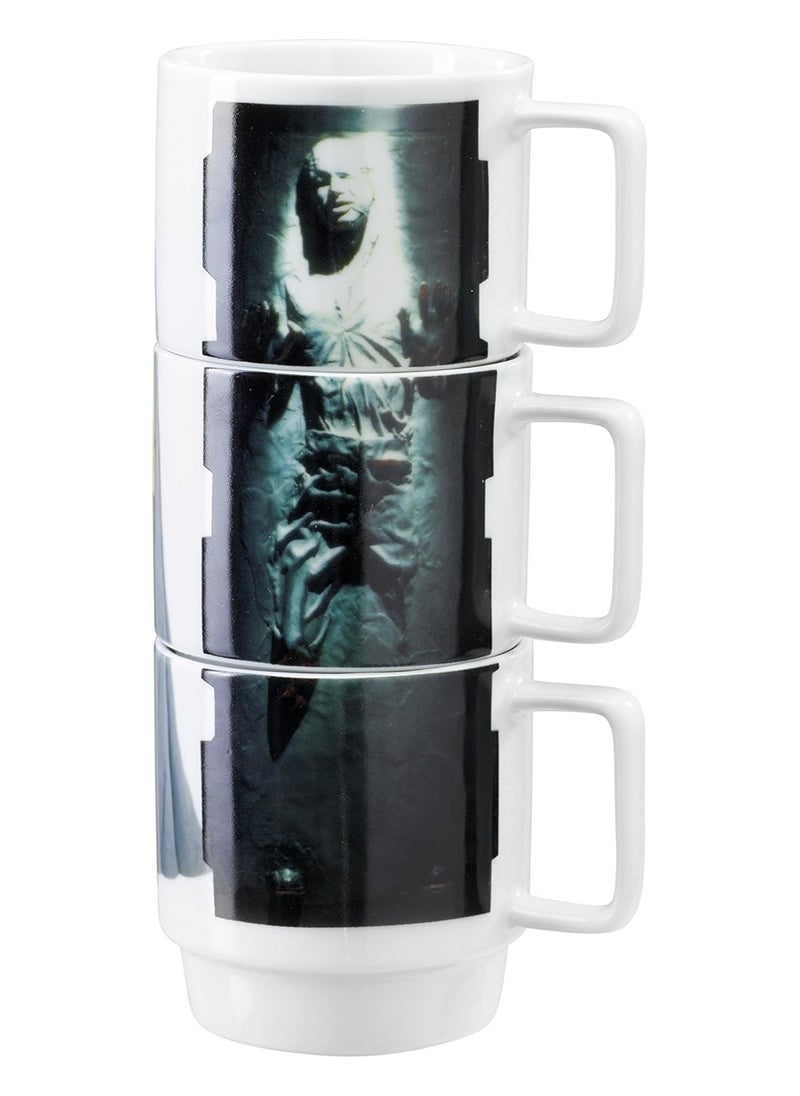 STAR WARS Stacking Mugs - SLAVE LEIA  HAN IN CARBONITE  LANDO Ceramic 3 Set